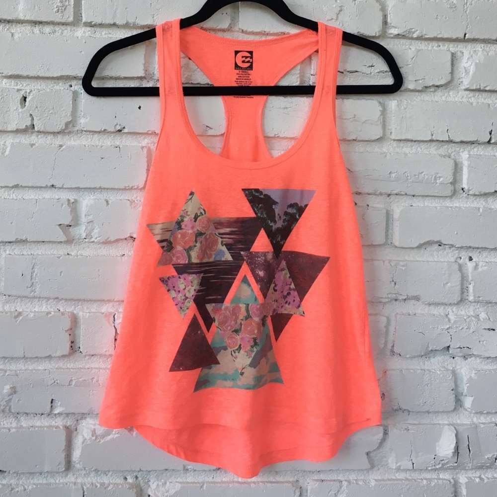 Billabong Neon Coral Burnout Geo Print Racerback